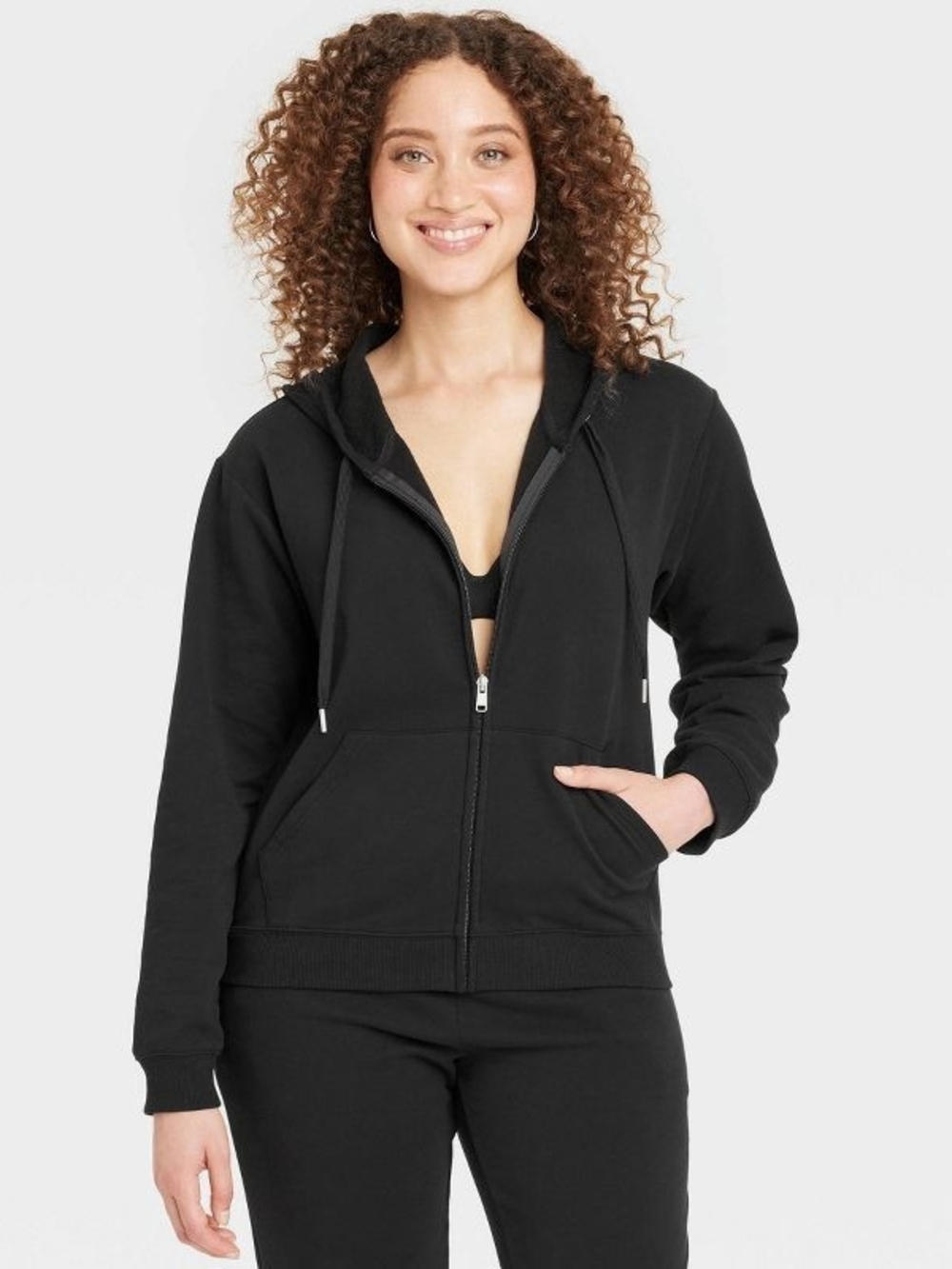 🆕 Auden Fleece Zip-Up Black Hoodie Sweatshirt Womens Size Small